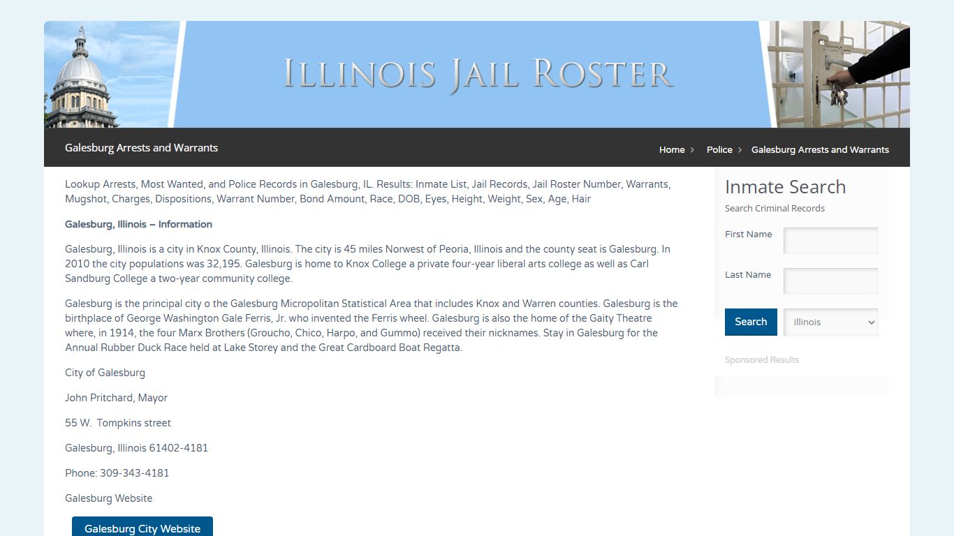 Galesburg Arrests and Warrants | Jail Roster Search
